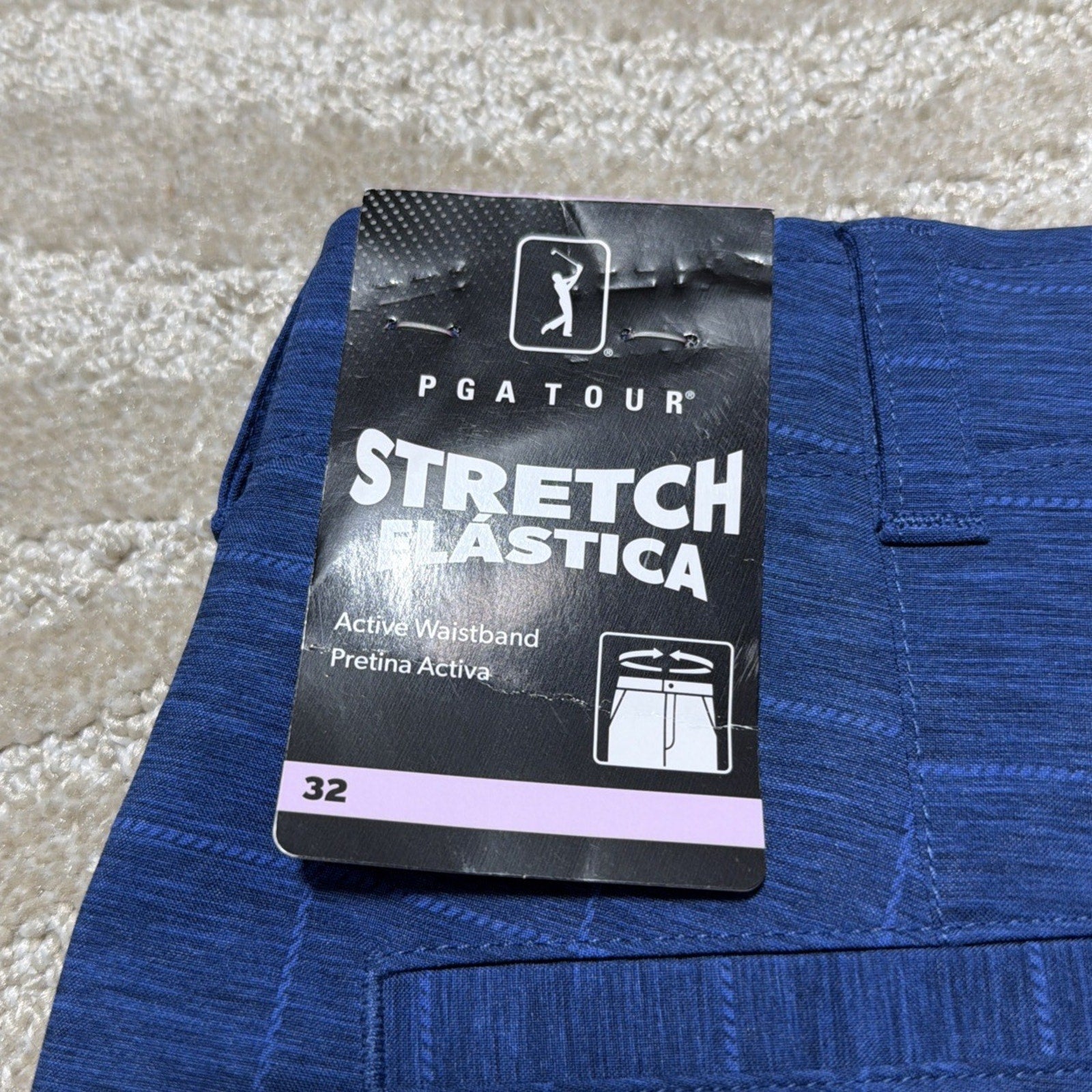 PGA Tour Mens 32 Performance Stretch Shorts Moisture Wicking Blue Sea Star NEW
