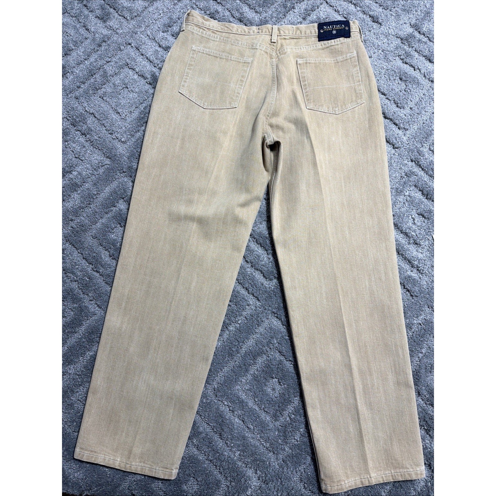 Vintage Nautica Jeans Men 40x32 Skater Grunge Baggy Biege Made USA Classic 90s