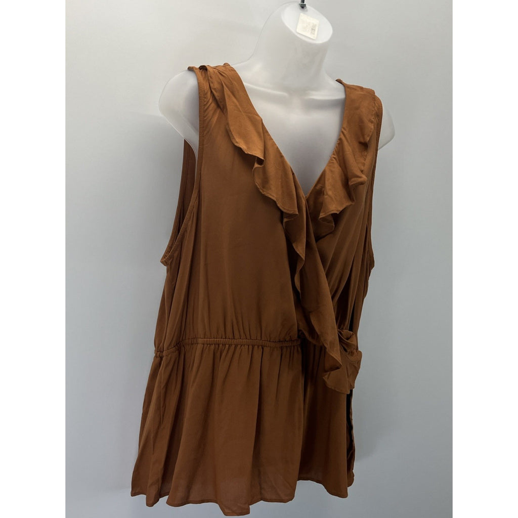 NWT Maurices Ruffle Surplice Tank Top Burnt Orange Fall Plus Size 1X