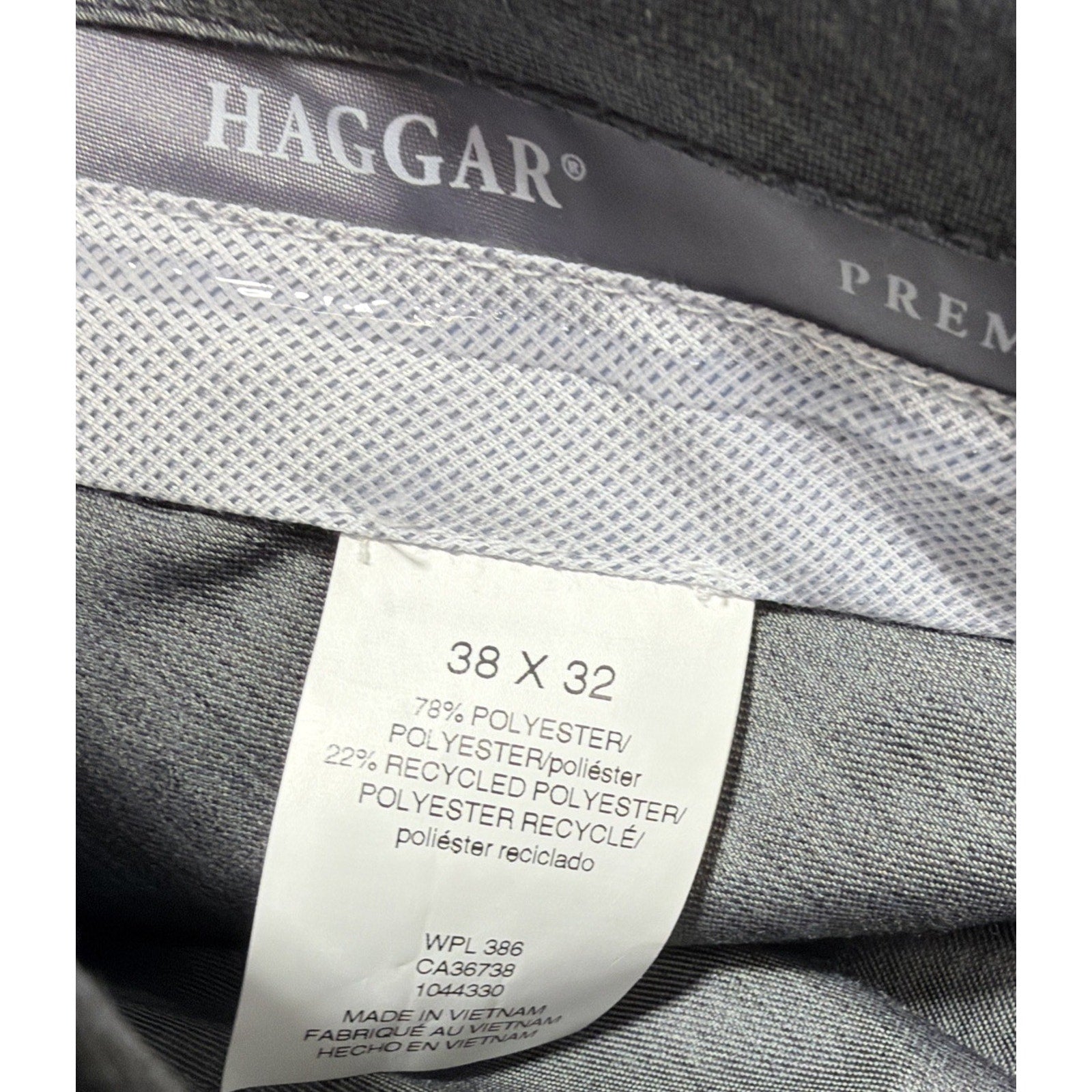 Haggar Mens Slim Fit 4-Way Stretch Flat Front Pants Black 38x32 New
