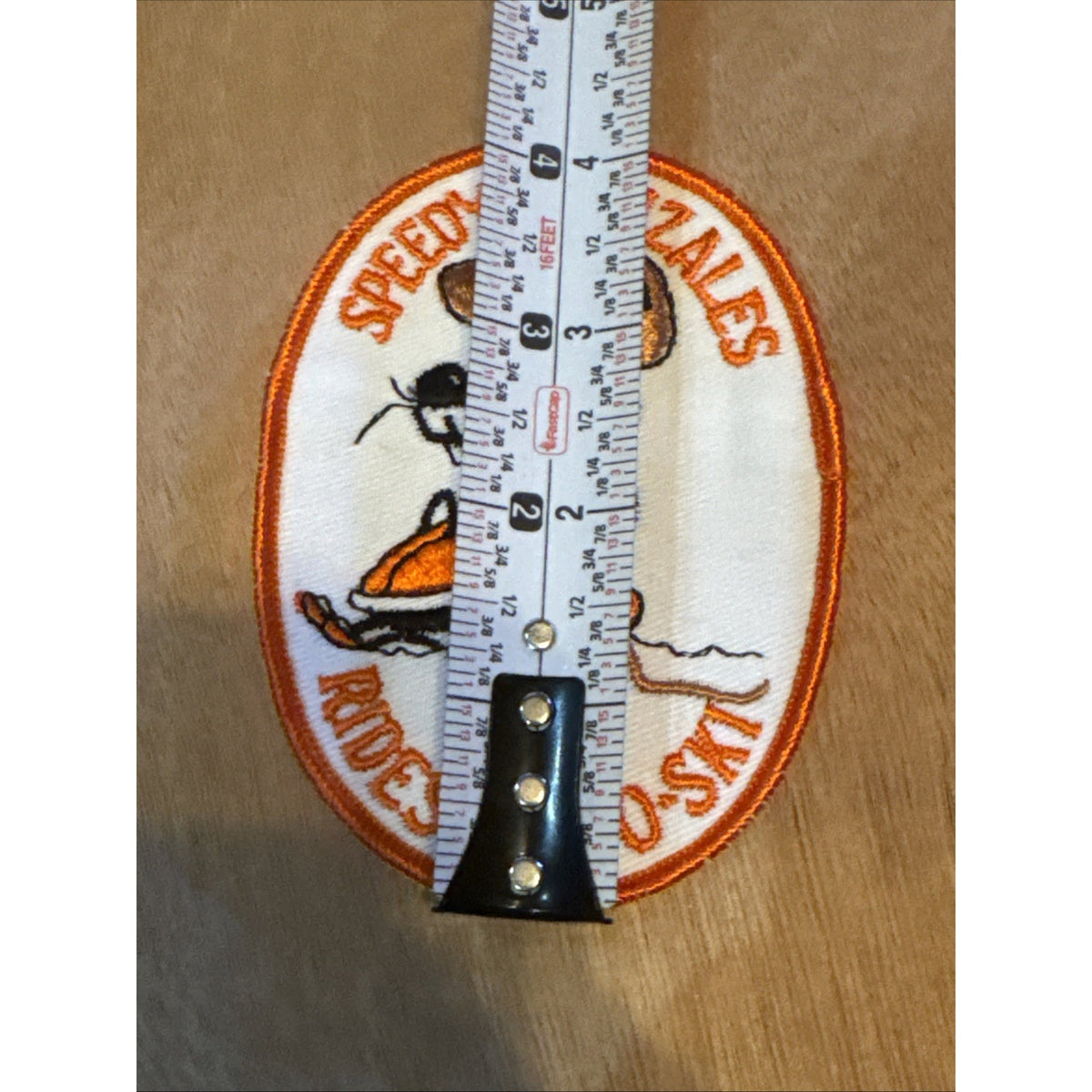 Vintage 1970s Speedy Gonzales Rides Moto-Ski Snowmobile Patch Sew On MINT