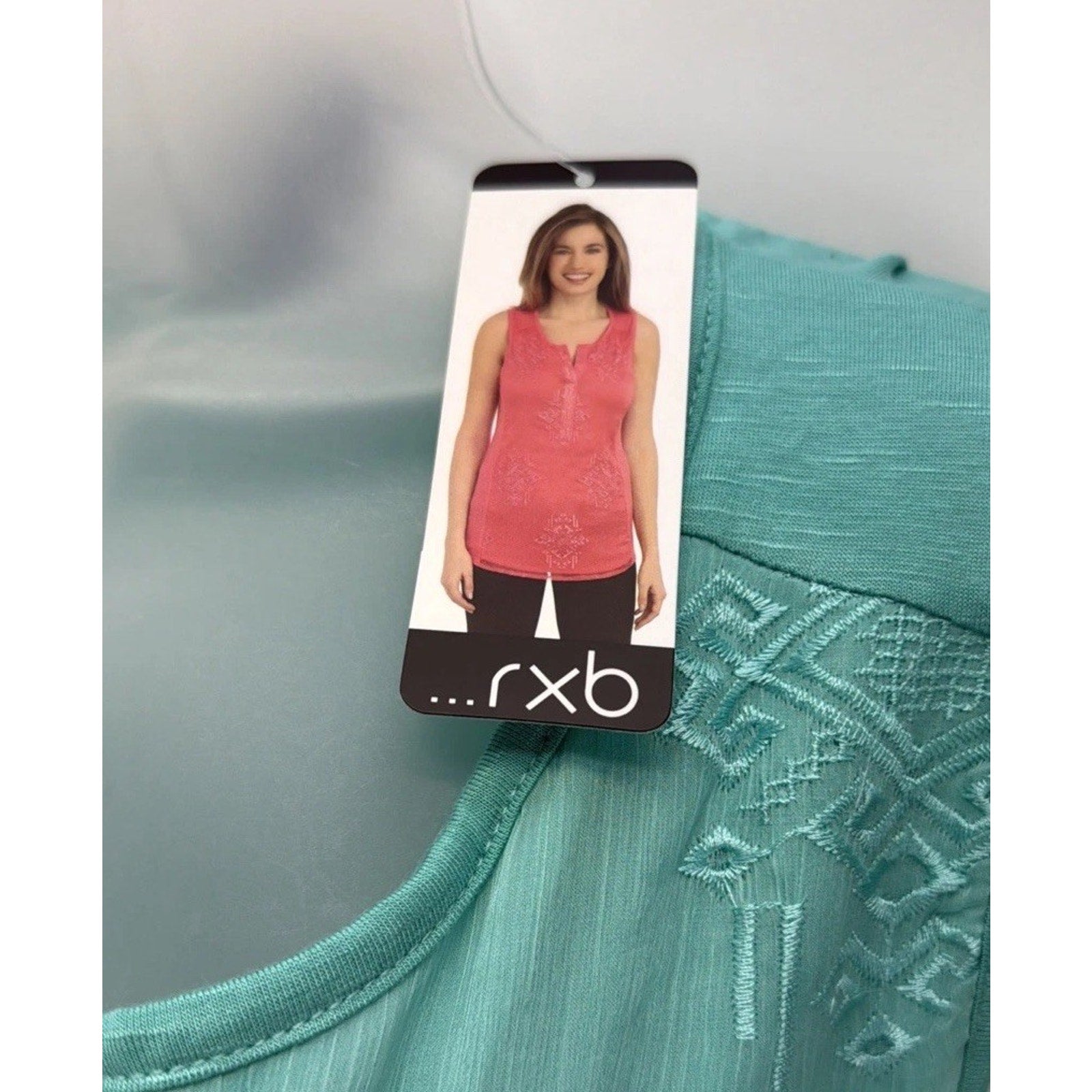 RXB Sleeveless Calypso Pool Blue Lined Blouse XXL NWT