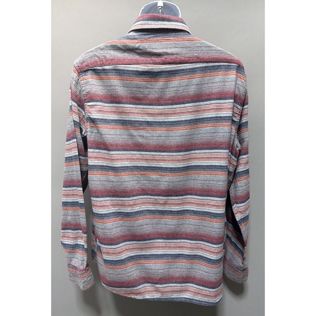 Goodfellow Button Up Shirt L Flannel Multicolor Striped Pockets Cotton Mens