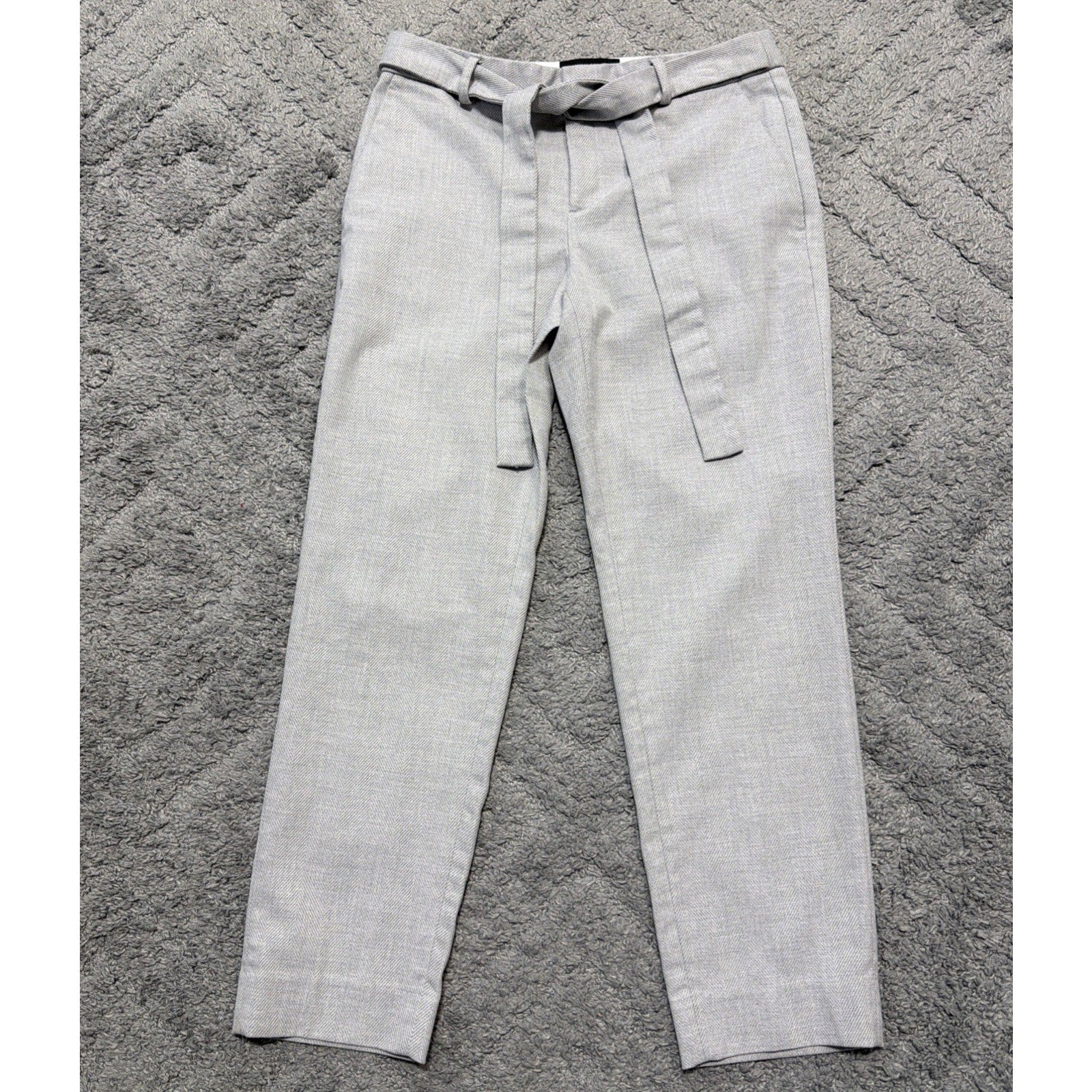 Banana Republic Womens 4 Avery Herringbone Tie Waist Tailored Ankle Pants
