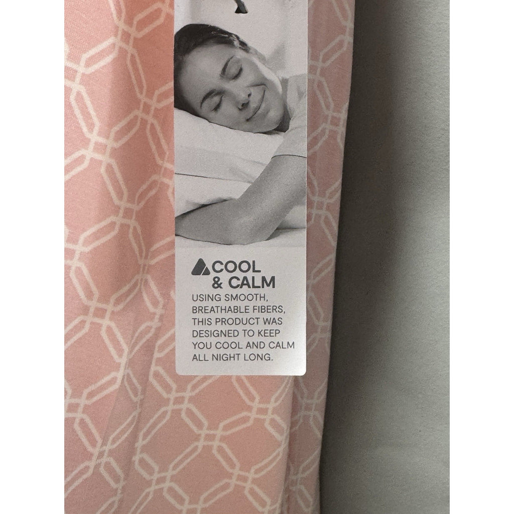 NWT Liz Claiborne Pink Geometric Pajama Set Large Cool & Calm Sleepwear 2PC