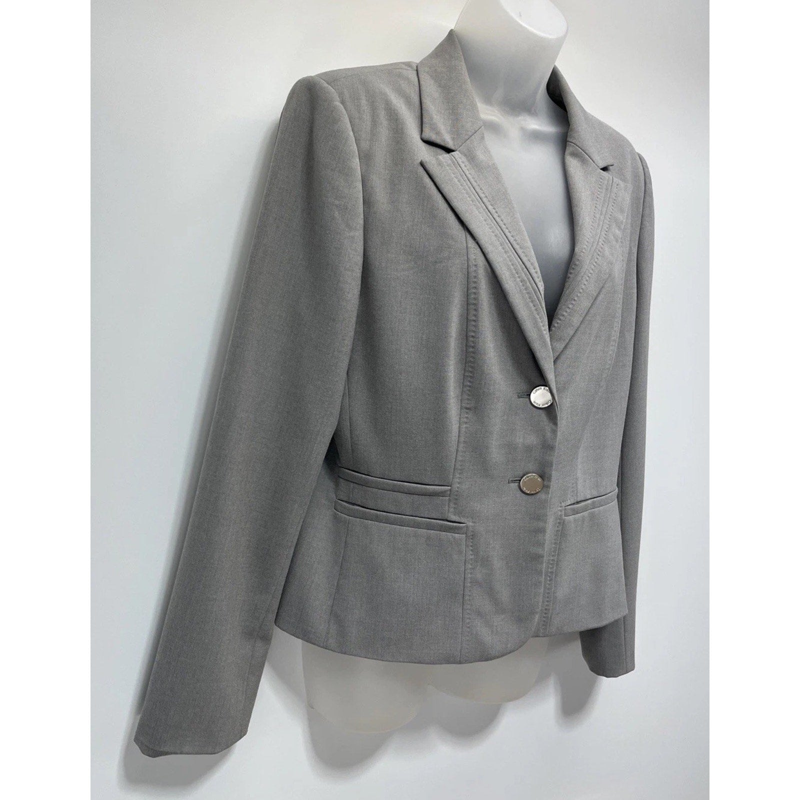 Calvin Klein Luxe Stretch 2 Button Notch Lapel Long Sleeve Lined Blazer Size 12