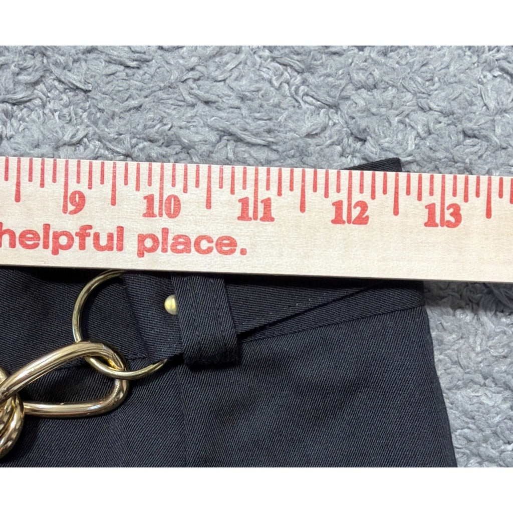 Vtg 70s-89s Jay Peters Belted Mid Skirt Womens S 7/8 Stretch Black Made In USA
