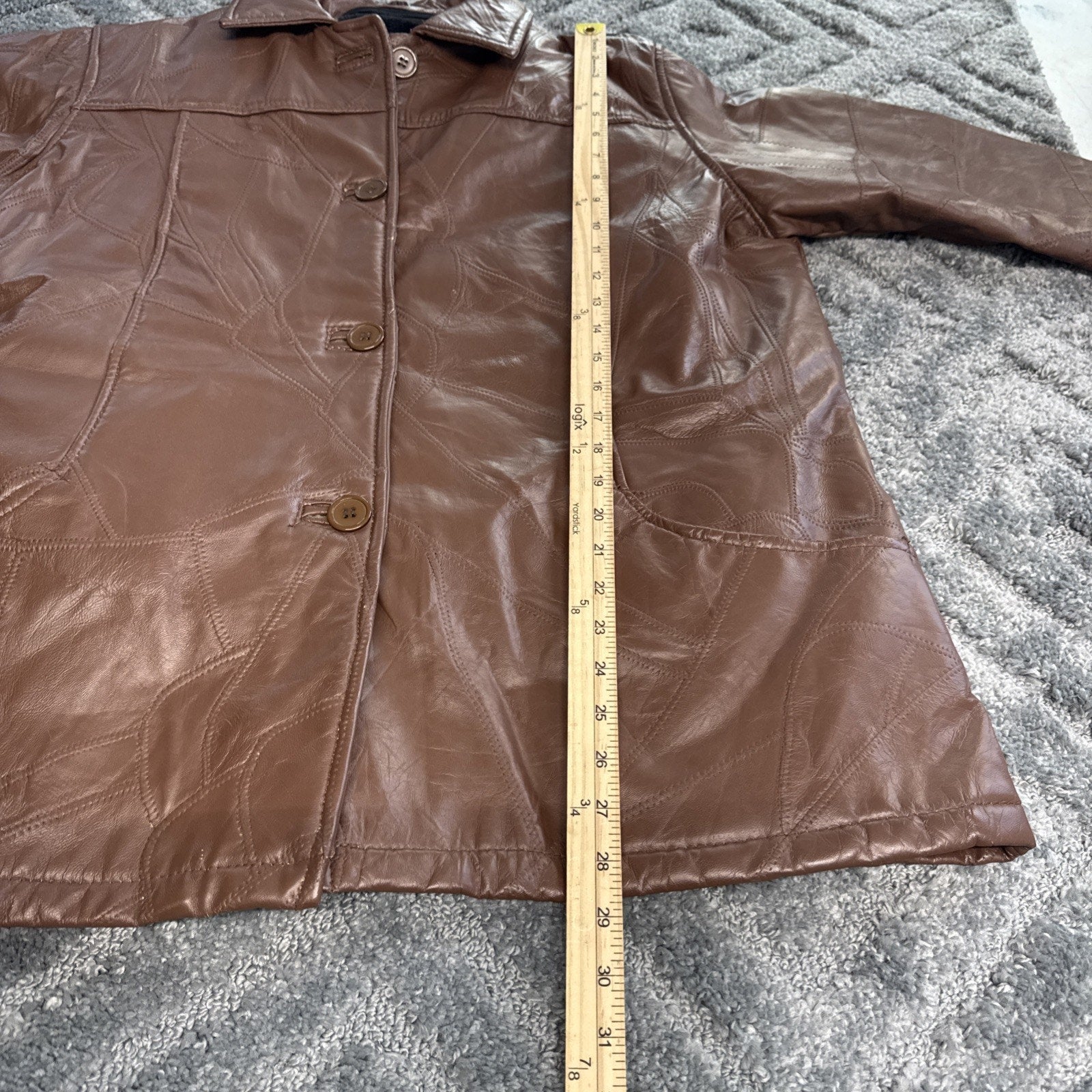 Tudor Court Genuine Leather By Haband Brown Button Up Removable Liner Men’s XL