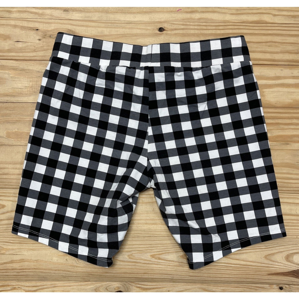 Cato Black Check Stretch Bermuda Pull On Shorts Size Medium