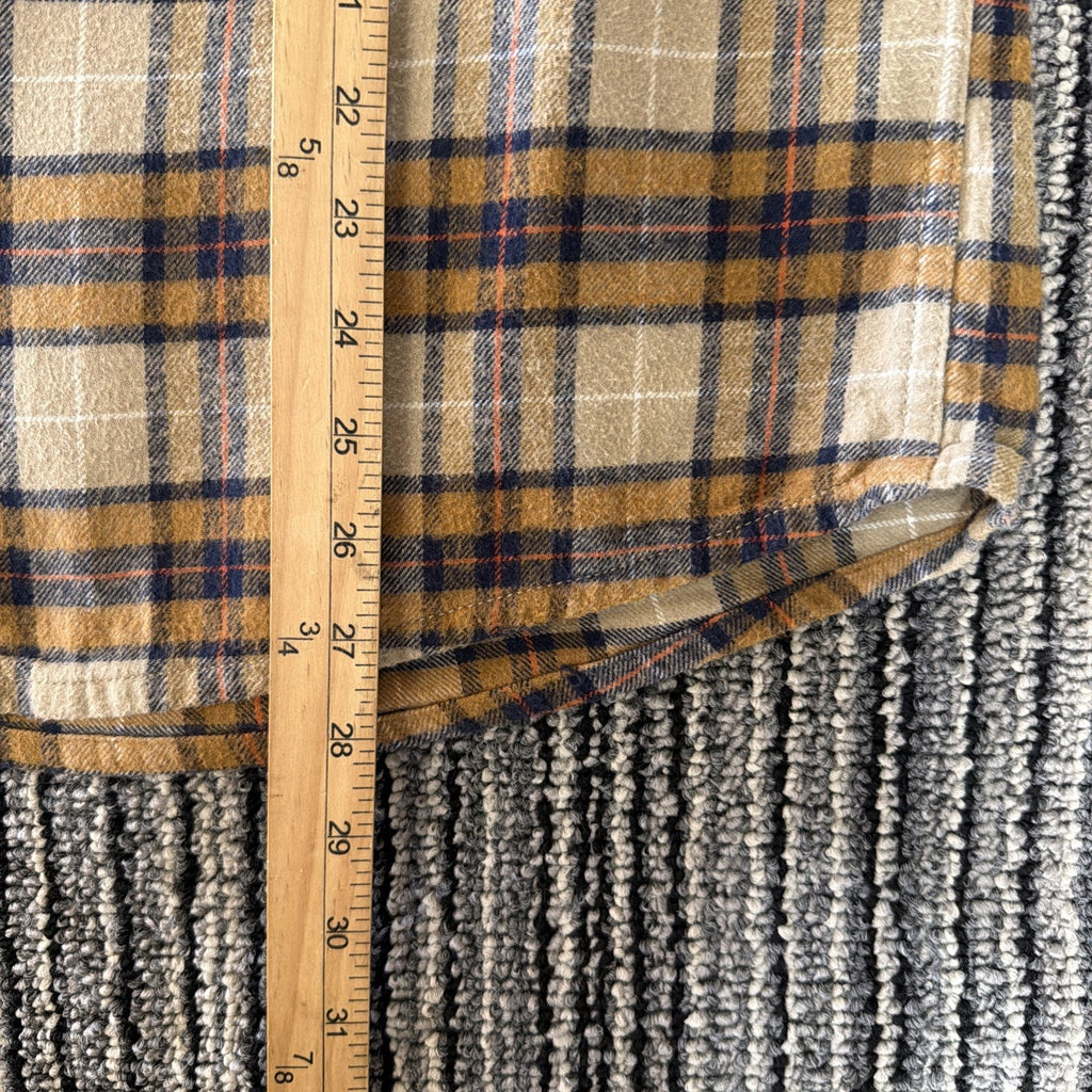 Eddie Bauer Shirt Blue Brown Plaid Flannel Mens Size Medium Outdoor Casual
