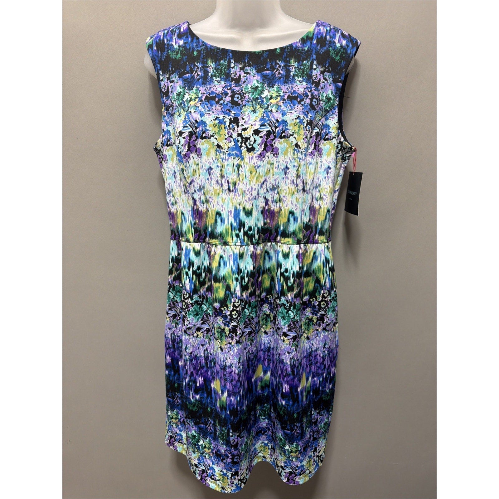 Cynthia Rowley Womens Abstract Watercolor Floral Zip Up Sheath Dress Size 14 New