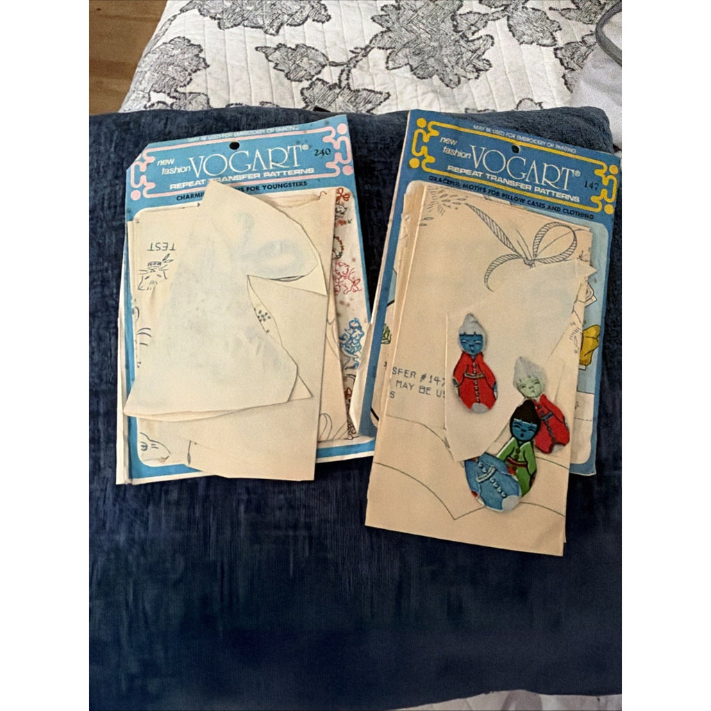 Vintage Vogart Repeat Transfer Patterns Lot Of 2 Embroidery Painting #240 & #147