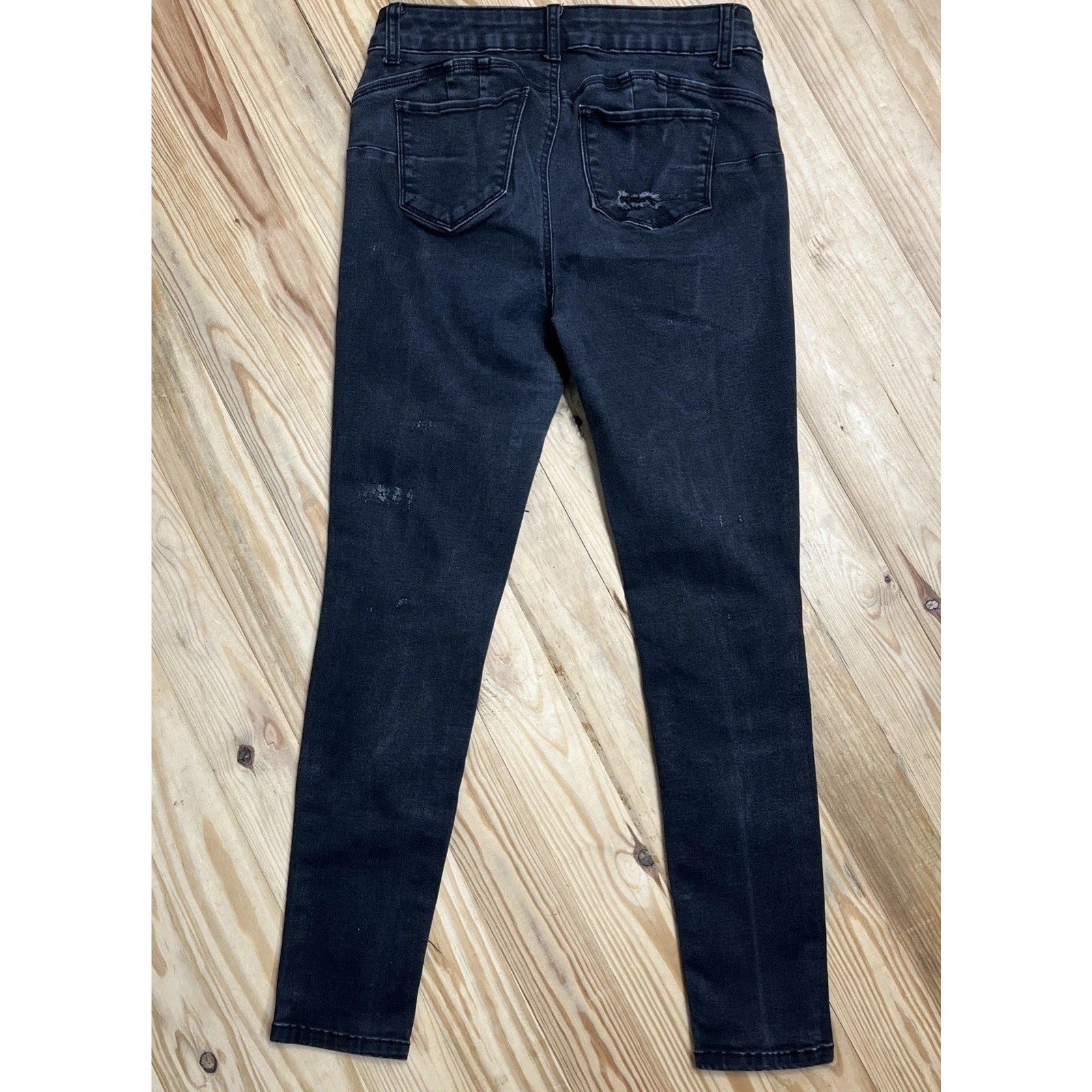 wax jeans womens size 9/29 skinny distressed stretch mid rise charcoal gray