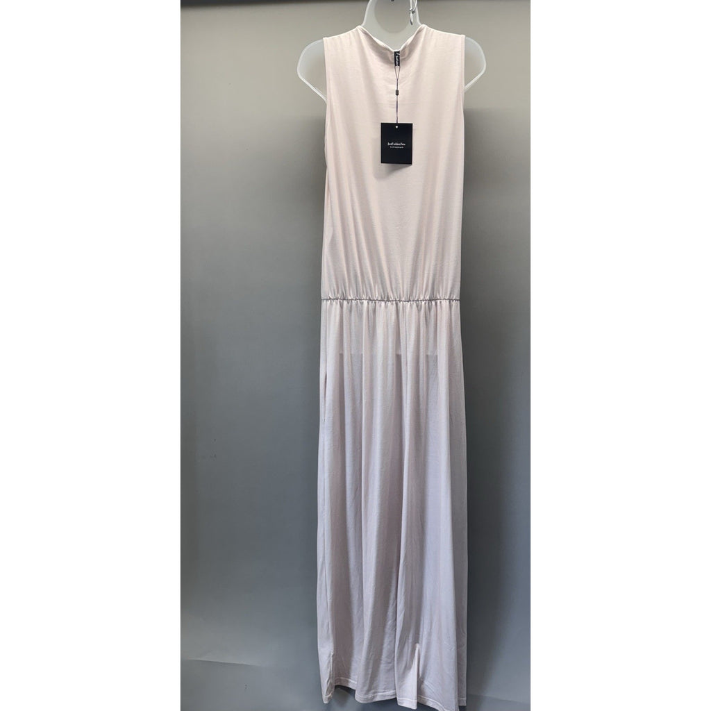 JustFashionNow Maxi Dress Womens Sleeveless Blush Pink Tulip Graphic Boho Casual