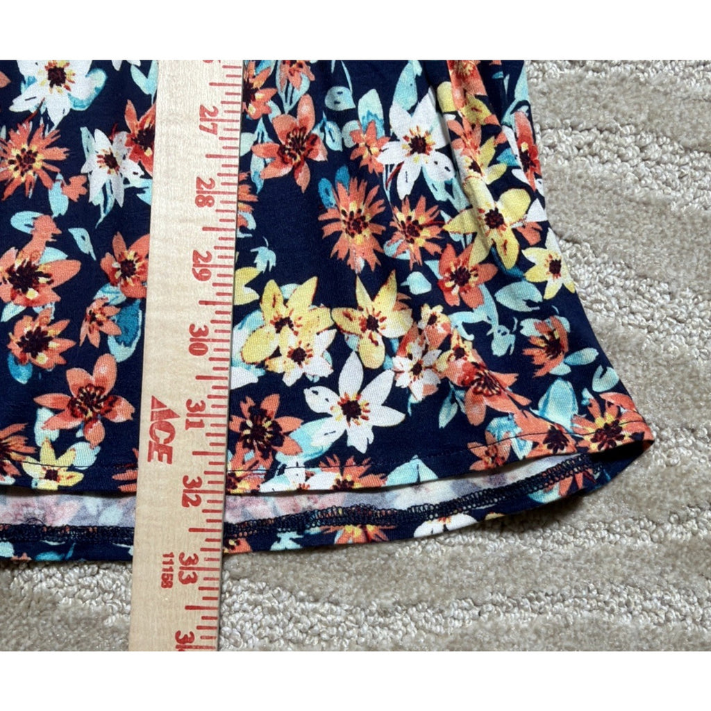 NWT St. John's Bay Maxi Skirt Womens 2XL Navy Blue Multi Floral Boho Resort Wear