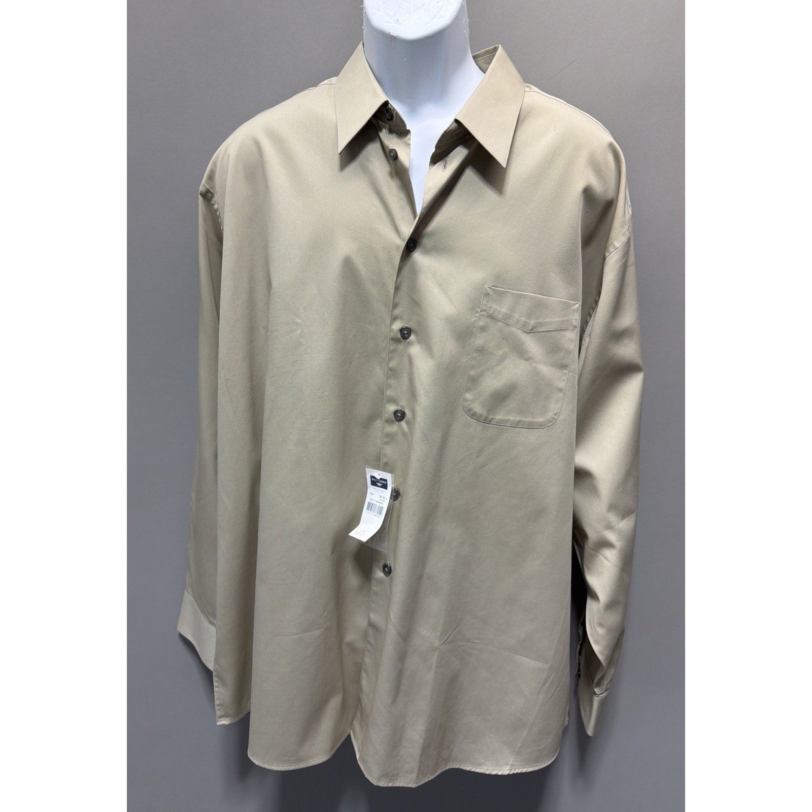 Vtg 90s Sears Dockers Micro Blend Khaki Long Sleeve Button Shirt XXL NWT