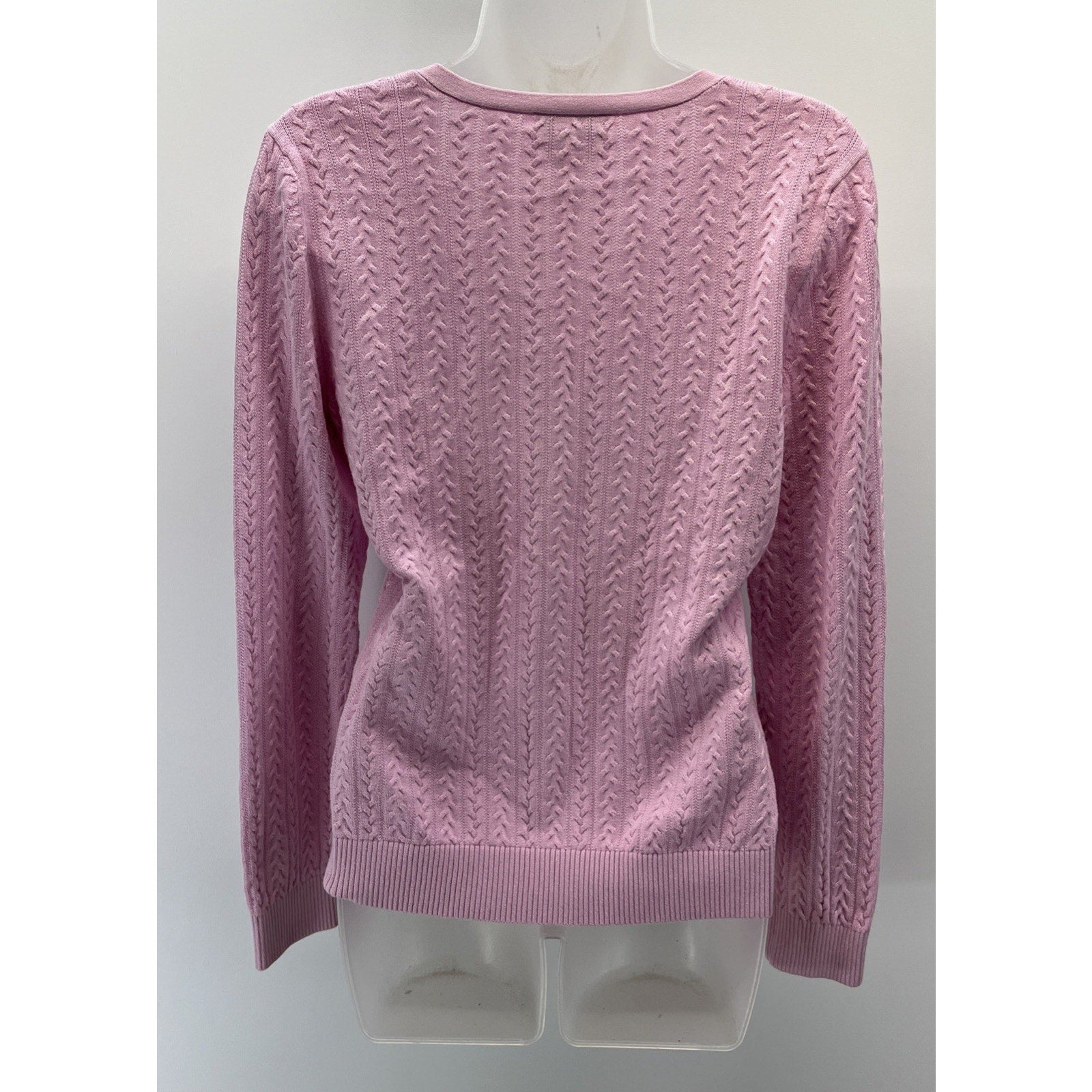 Talbots Sweater Women’s Cable Knit V- Neck Light Purple Pima Cotton Size M