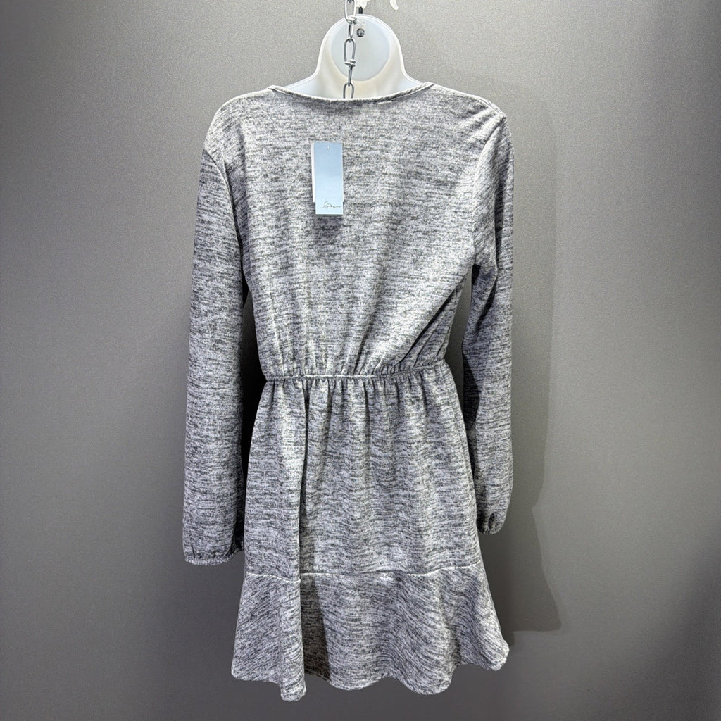 Soprano Womens Large Gray Wrap Romper Long Sleeve Ruffle Shorts NWT
