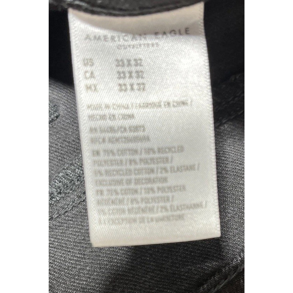 American Eagle ATHLETIC SKINNY Jeans Men’s 33x32 Black Wash Denim Airflex 360