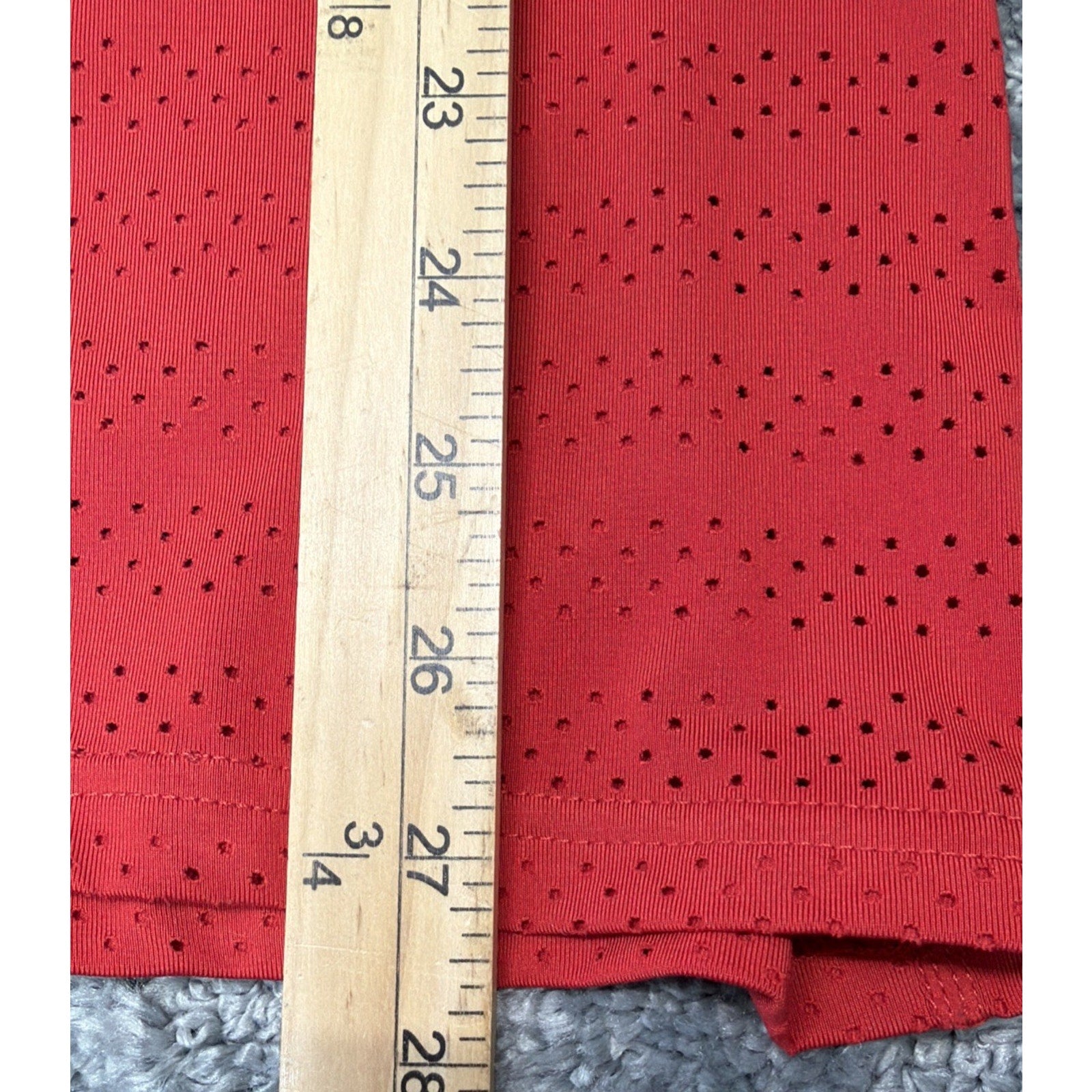 ZYIA Active Laser Cut Pullover T-Shirt Top L Red Long Sleeve Stretch Workout