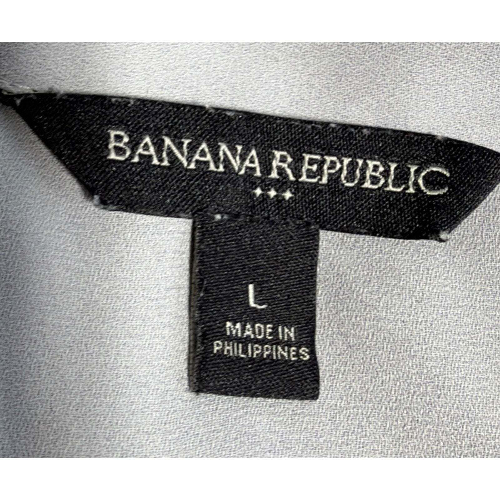 Banana Republic Gray Tie Neck Long Sleeve Sheer Top Women Sz L Minimalist