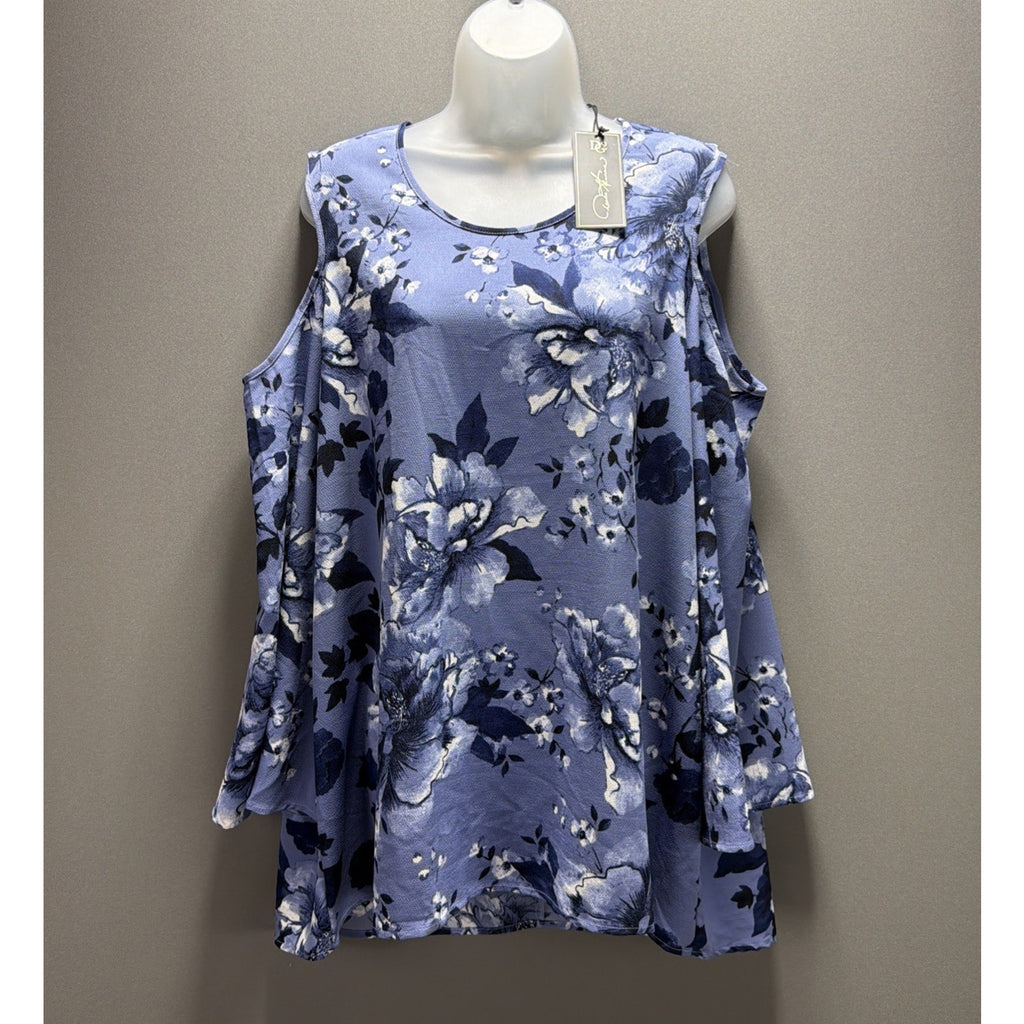 DG2 by Diane Gillman Blouse Shirt Top Women Size XL Floral Cold Shoulder New