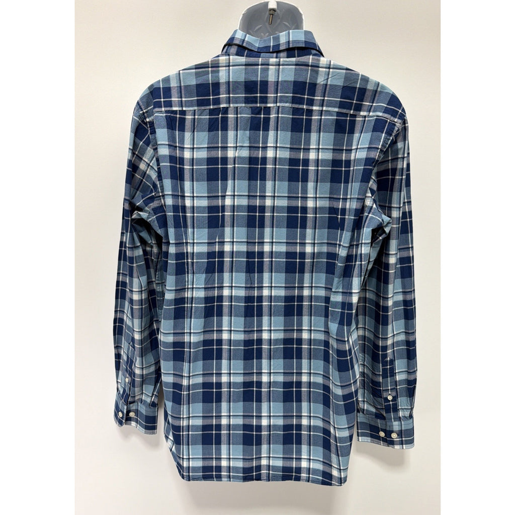 Banana Republic Shirt Mens L Blue Plaid Soft Wash Slim Fit Button Up LS