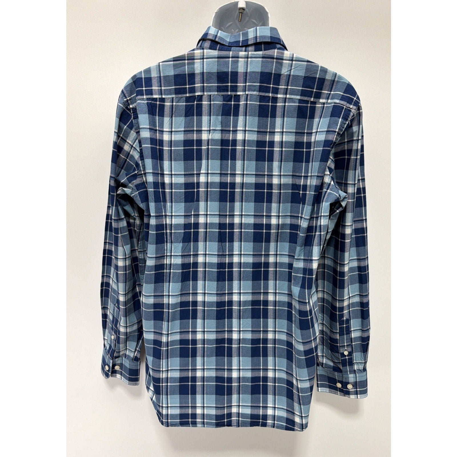 Banana Republic Shirt Mens L Blue Plaid Soft Wash Slim Fit Button Up LS