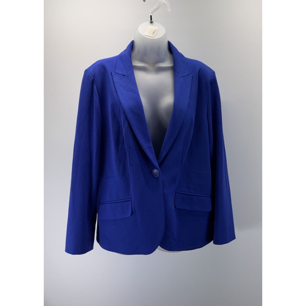 Chico’s Women’s Blazer Jacket Blue Size 2 Large Long Sleeve Bottom With Pockets