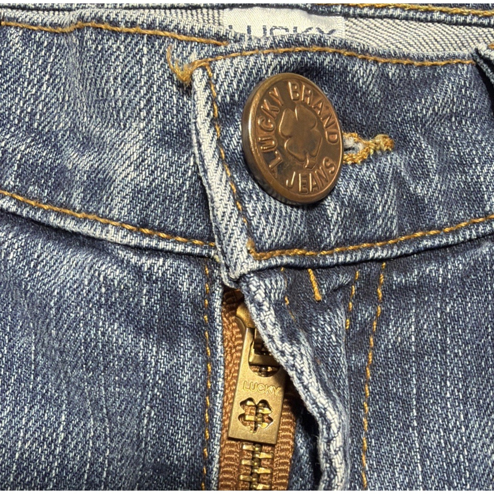 Y2K Lucky Brand Jeans Embroidered Bootcut Flare 6/28 Low Rise Zip Fly Made USA
