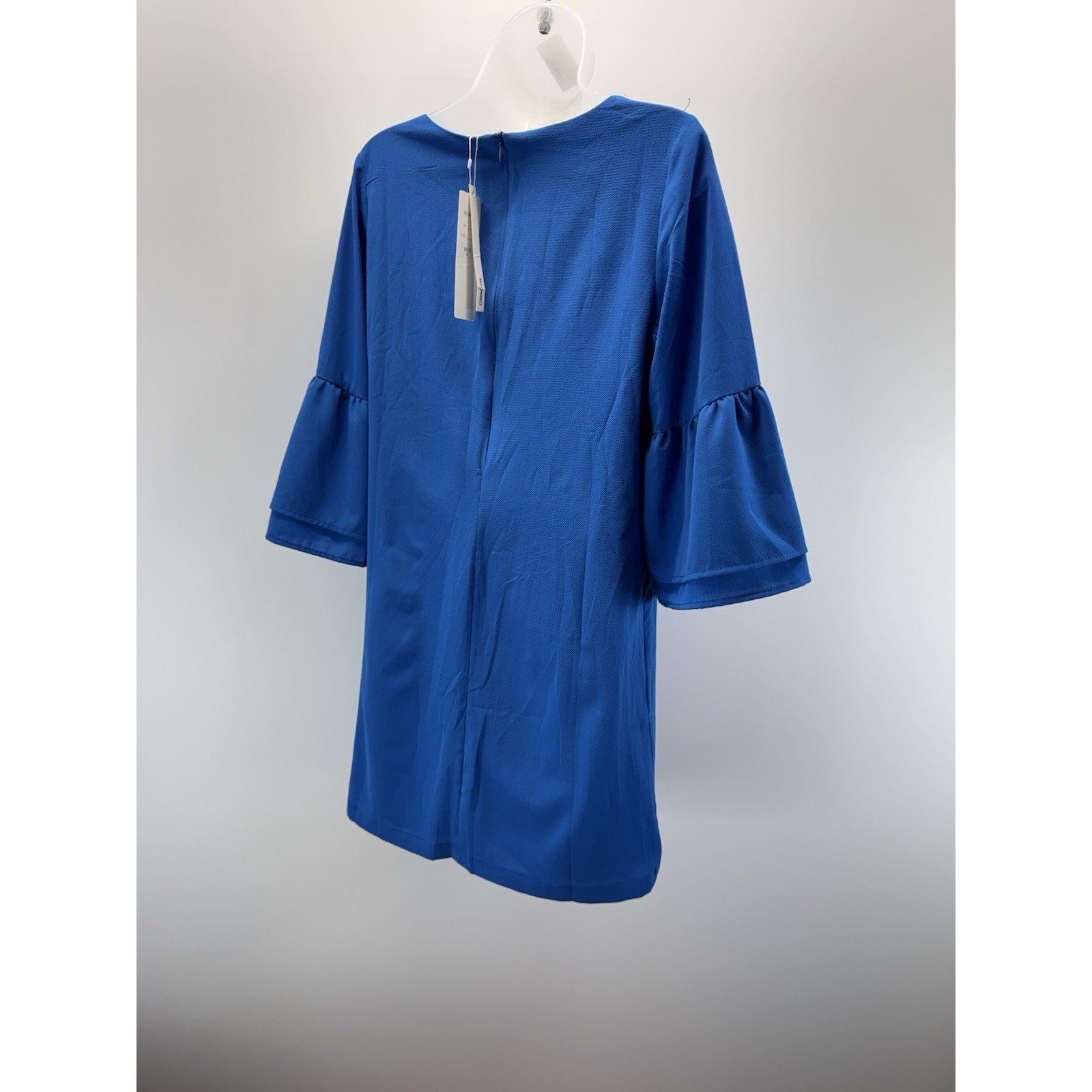 BELONGSCI Blue Dress V-Neck Bell Sleeve Shift Dress Mini Dress Women’s Size S