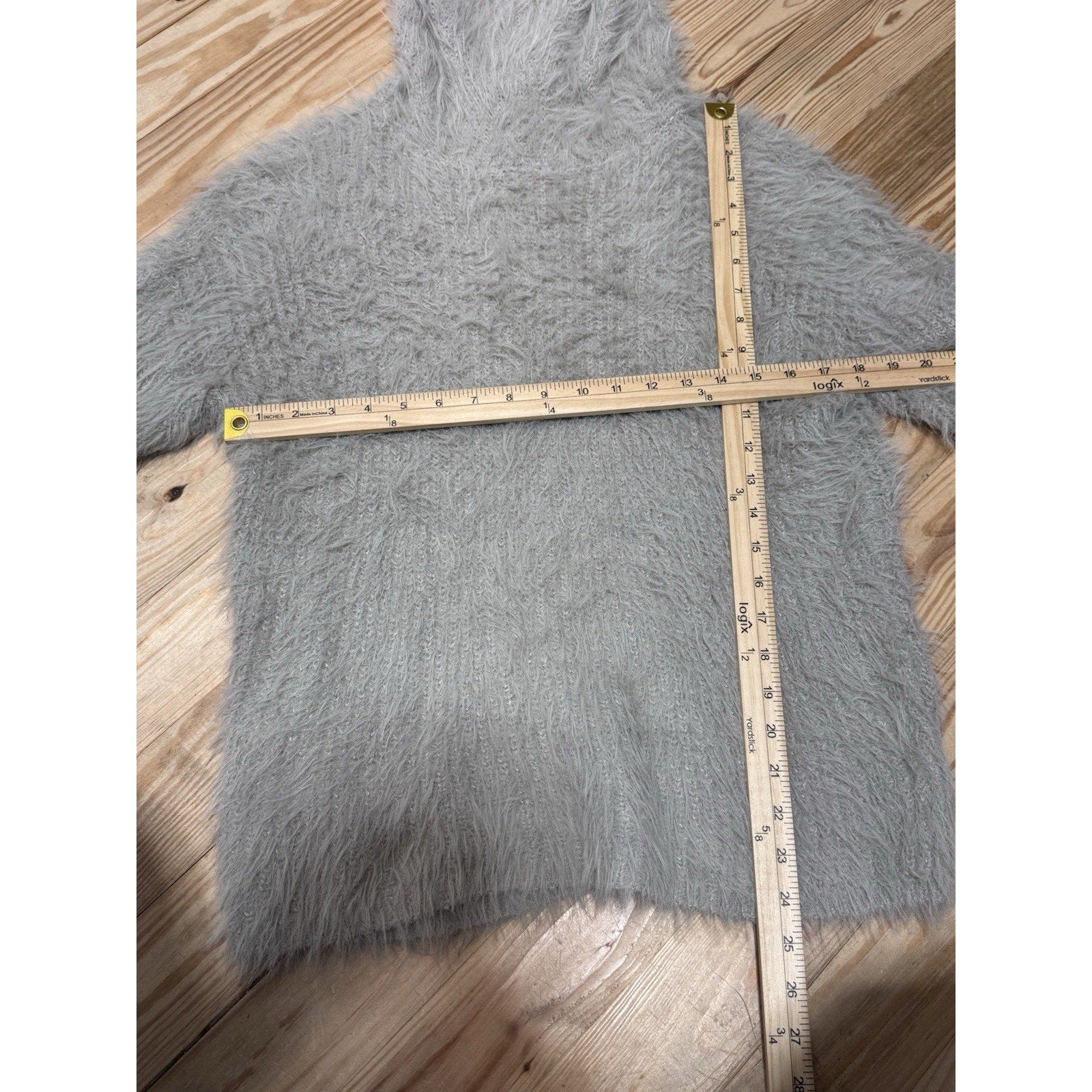 Express Gray Fuzzy Sweater Turtleneck Oversized Women’s Size Small
