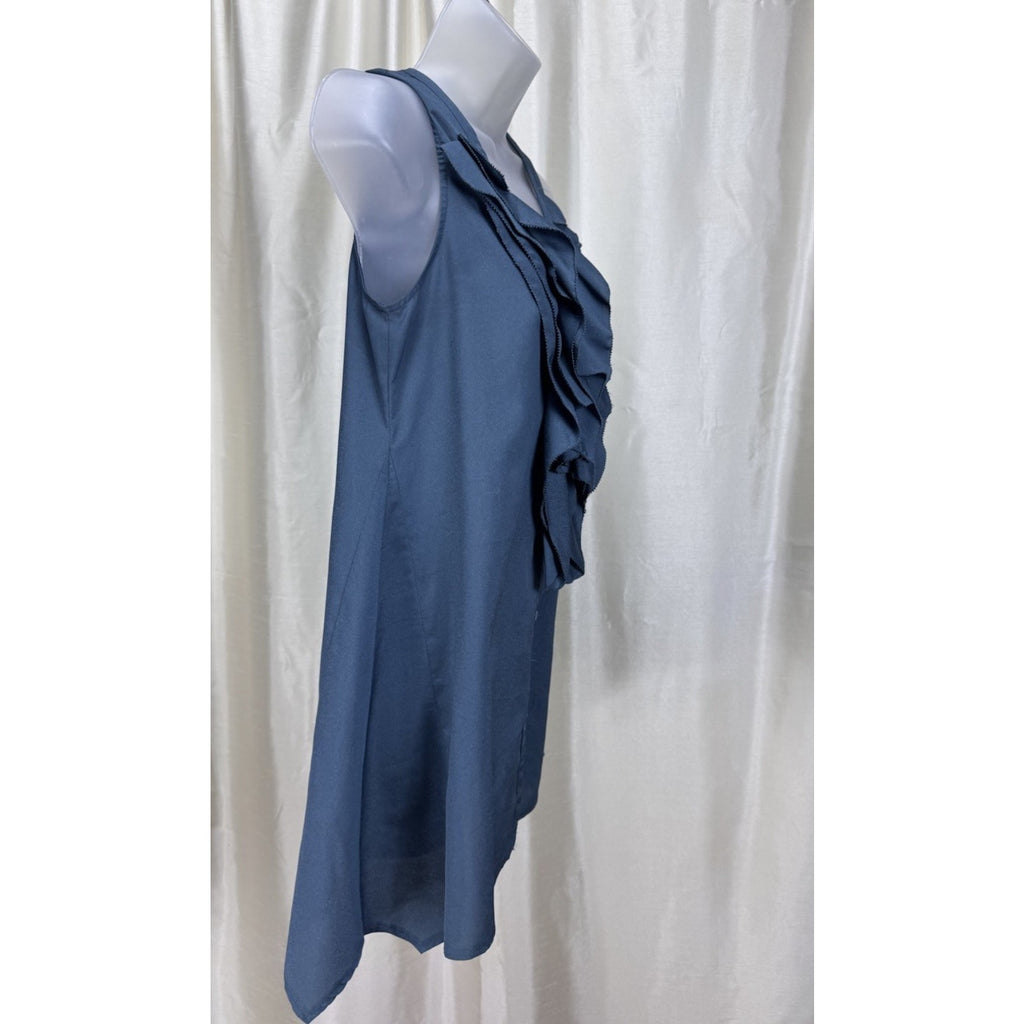 New York & Company Green Ruffled Tank Top Woman's Size X-Small