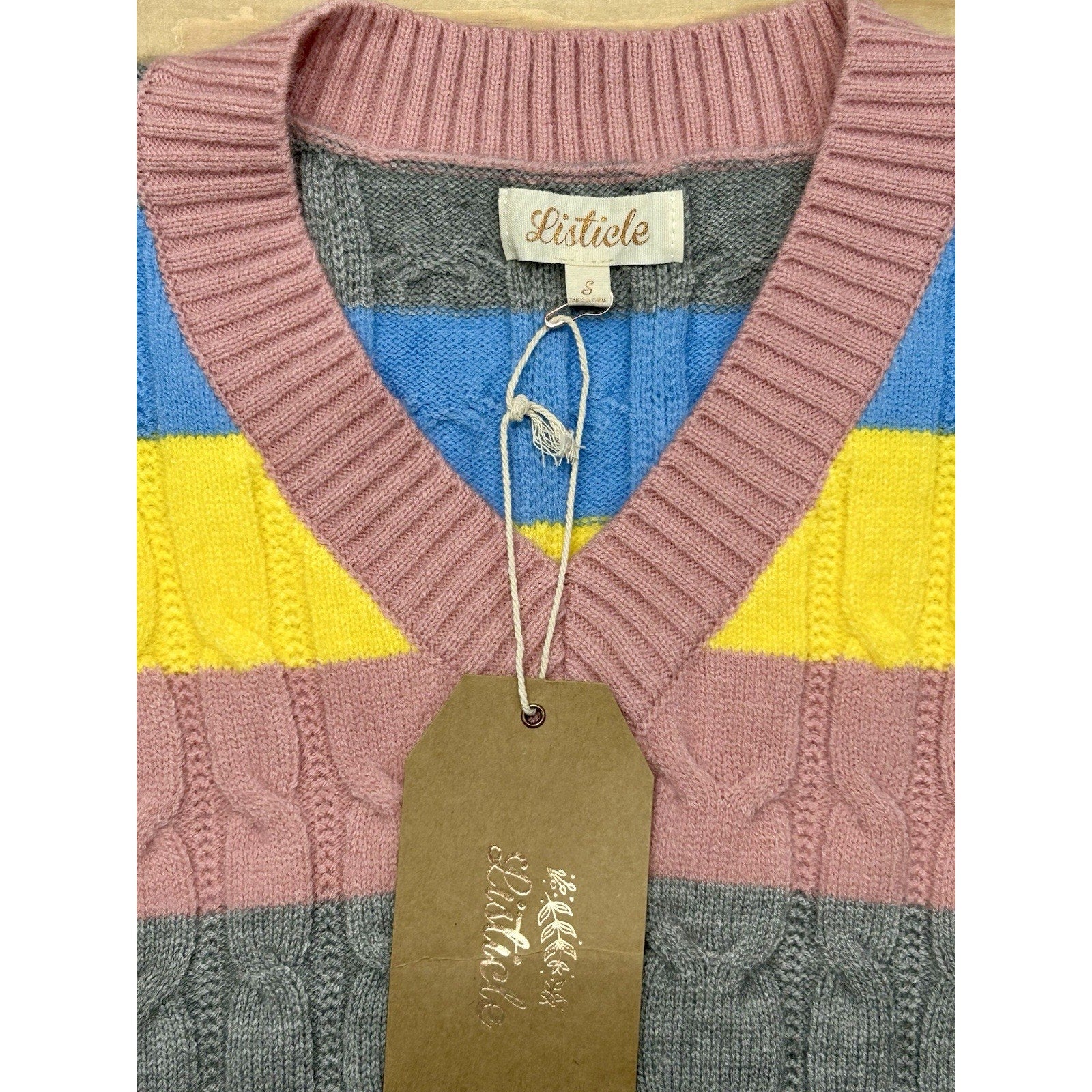 LISTICLE Knit Carnival Lights Stripe Cardigan Sweater Size Small New With Tags