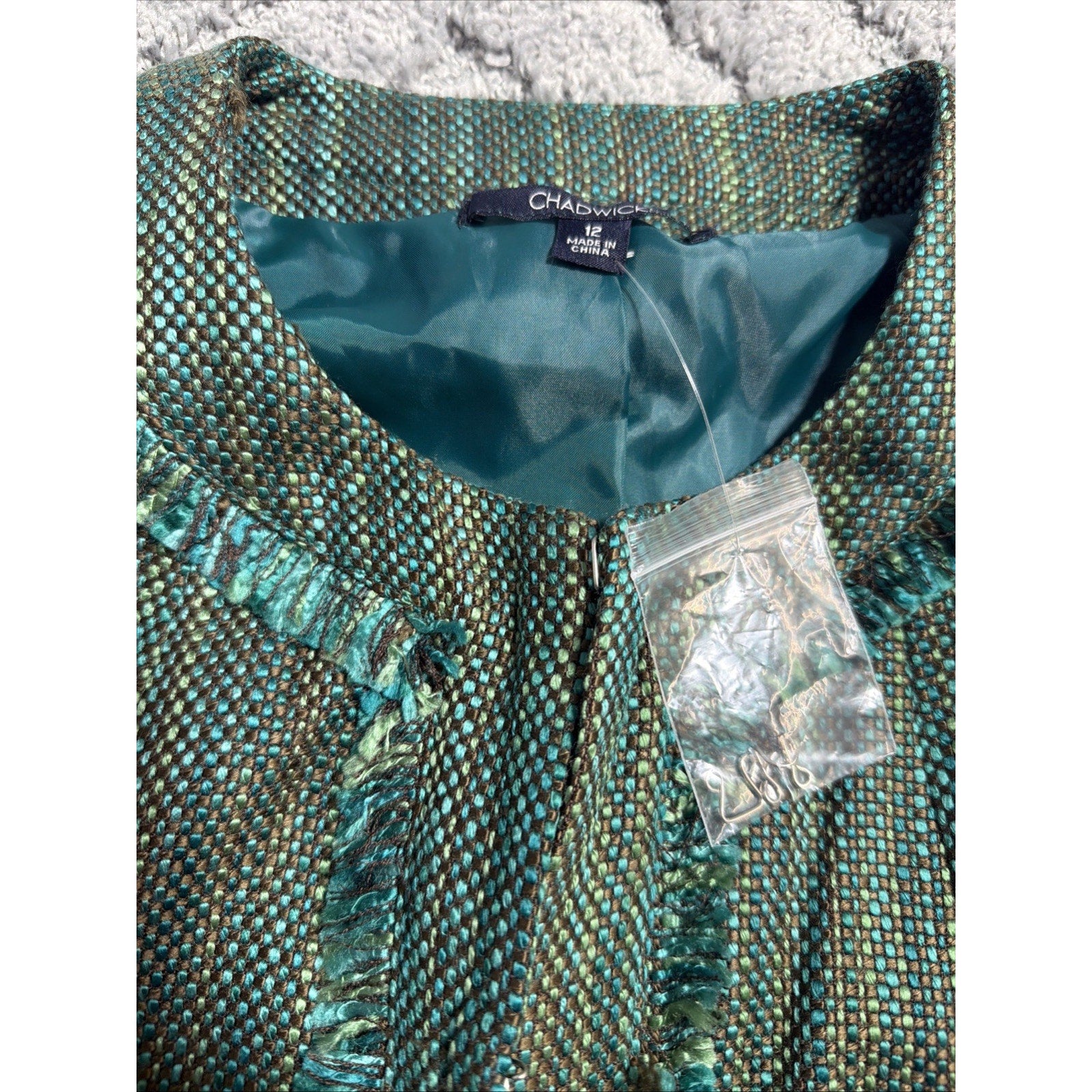 Chadwicks Women's Acrylic Long Sleeve Boho Jacket Blazer Green Lined New Sz 12