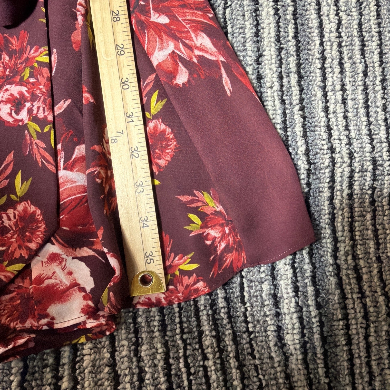 White House Black Market V-Neck Godet Dress, Burgundy Floral Size 8 NWT