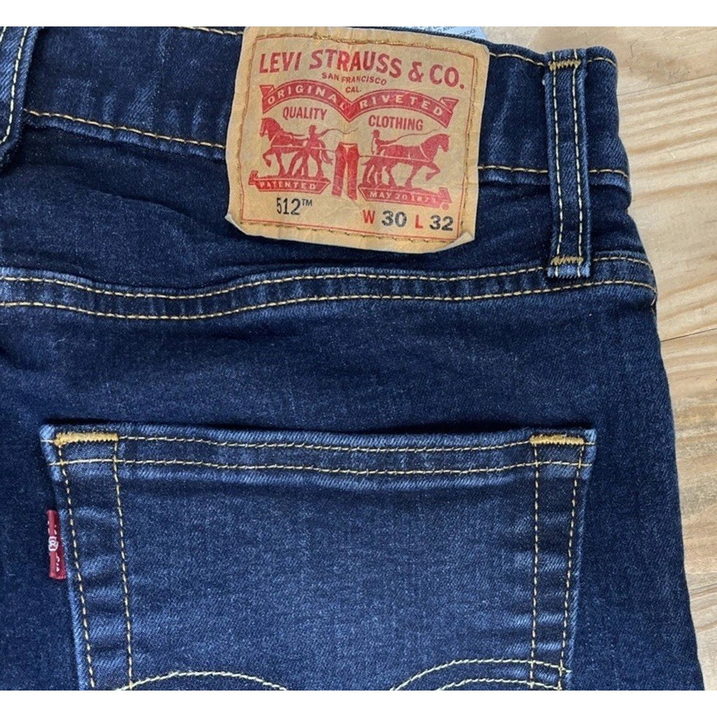 Levi's 512 30x32 Men's Jeans Dark Wash Mid Rise Slim Taper Fit Red Tab Denim