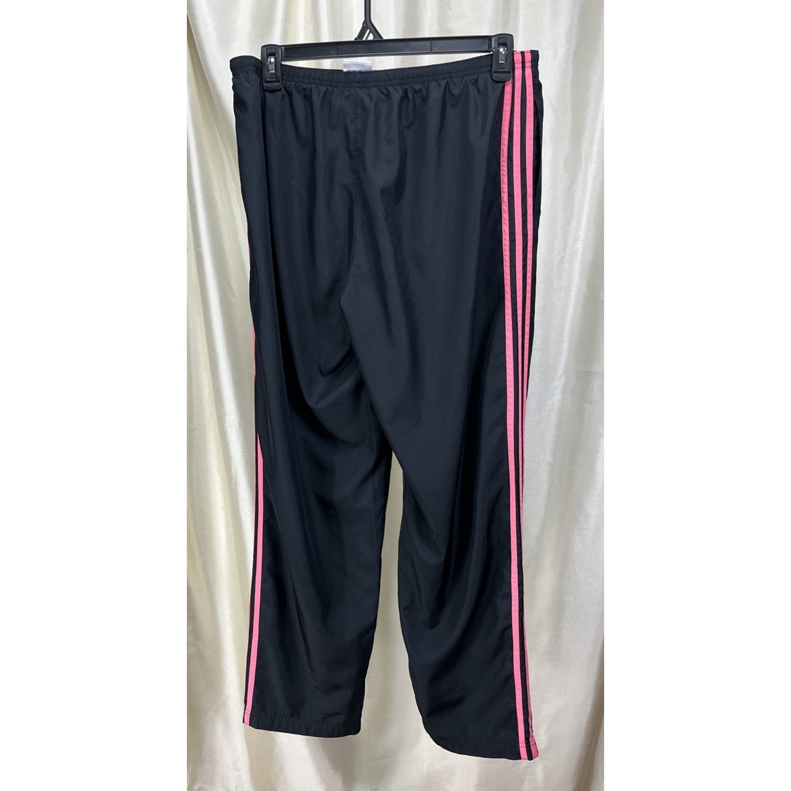 Y2K Adidas Pink Three Stripe Windbreaker Jogger Pants Zip Ankle Size XL