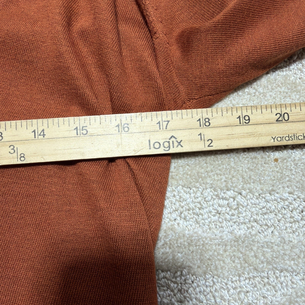 LOFT Women’s XS Rust Orange Long Cardigan Sweater V Neck Button Front Lightweigh