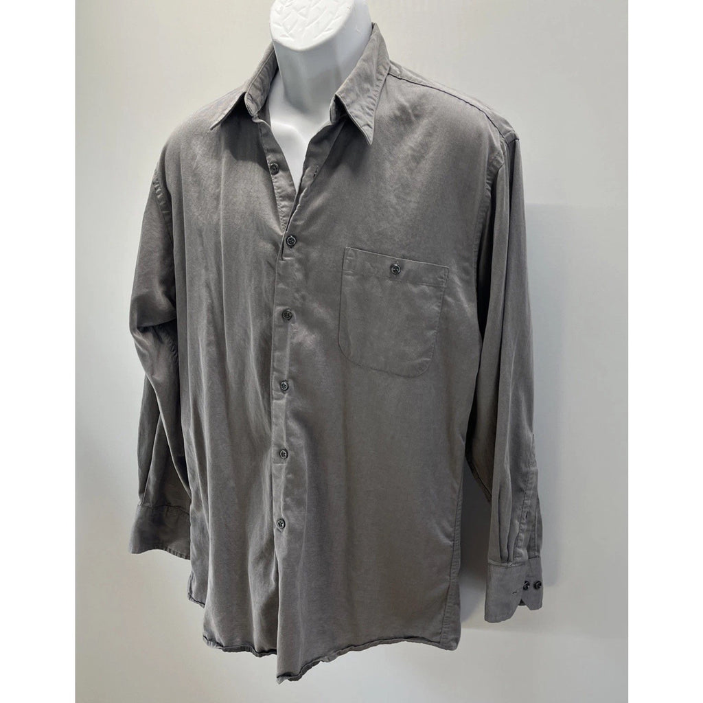 J. Ferrar Mens Gray Ls Button Down Shirt Size 15.5
