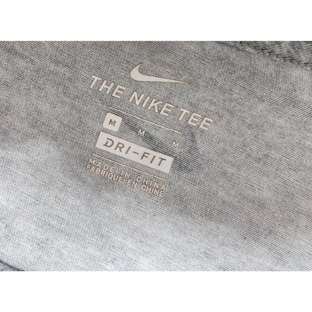 Nike T Shirt Womens Medium Dri FIT Short Sleeve Tee Glitter Logo Tee Grey