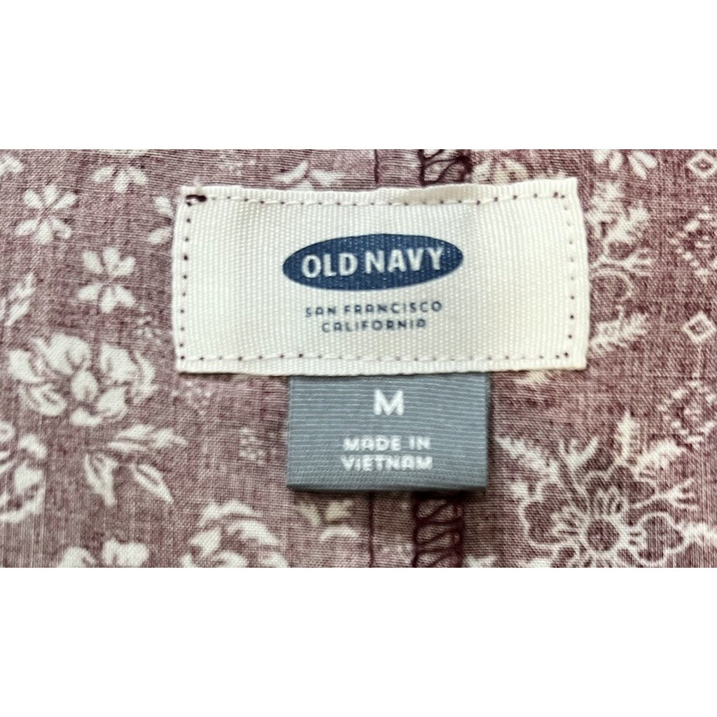 Old Navy Burgundy 3/4 Sleeve Floral Sheath Midi Dress Women's Size Medium