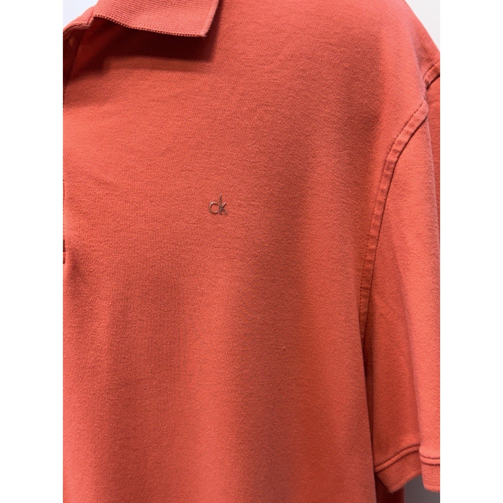 Calvin Klein Polo Regular-Fit Smooth Cotton Logo Shirt Coral Red Men’s Size XL