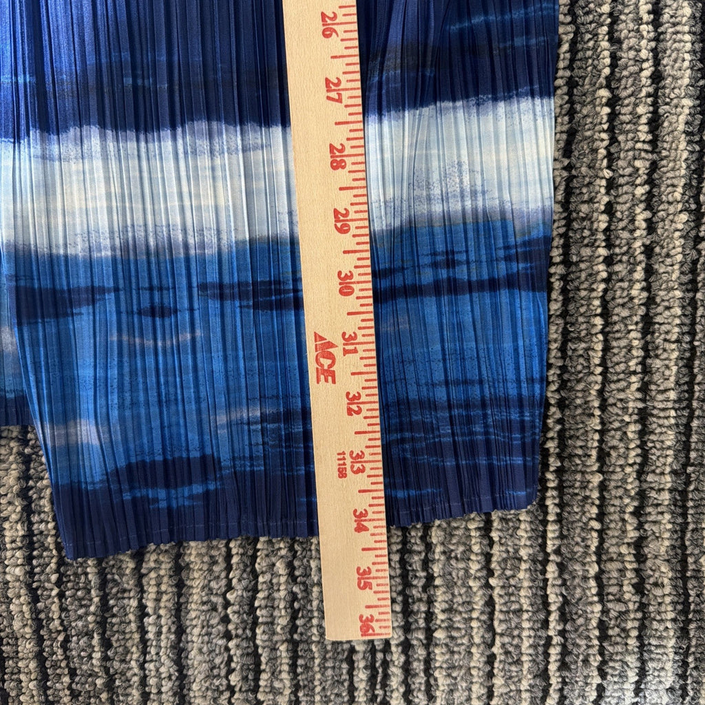 Chico’s Collection Ocean Stripe Jacket Women’s XL Crinkle Satin Open Front NWT