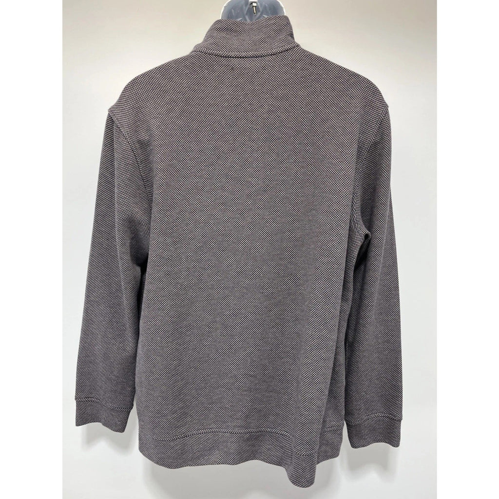 CLUB ROOM DOTTED GRAY LARGE HALF ZIP MOCK NECK SOFT SWEATER MENS
