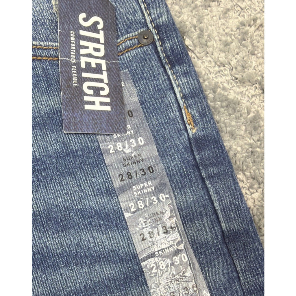 Aeropostale Super Skinny Jeans Men's 28x30 Blue Distressed Casual New With Tags