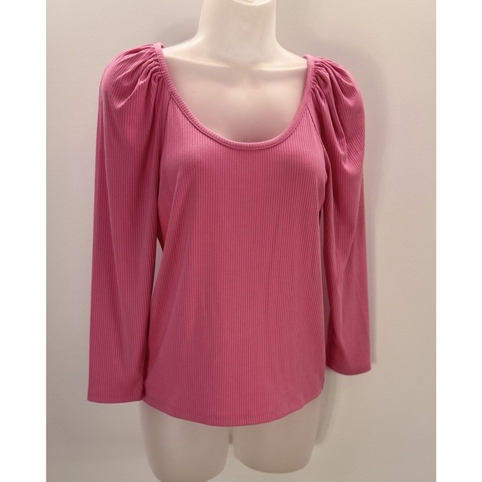 Ann Taylor Women’s Top Small Pink Long Sleeve Ruffled Shoulder