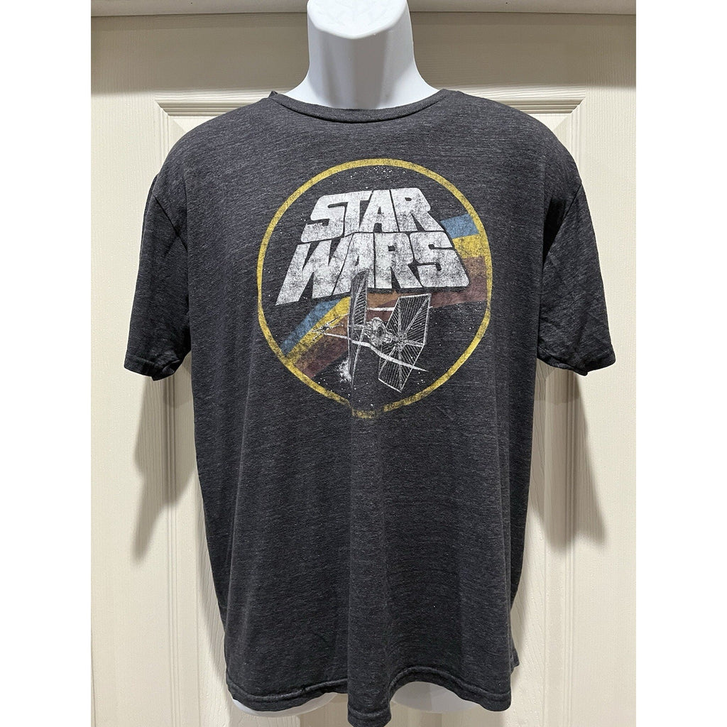 Star Wars Classic Logo Tie Fighter Gray T- Shirt Unisex Size Large