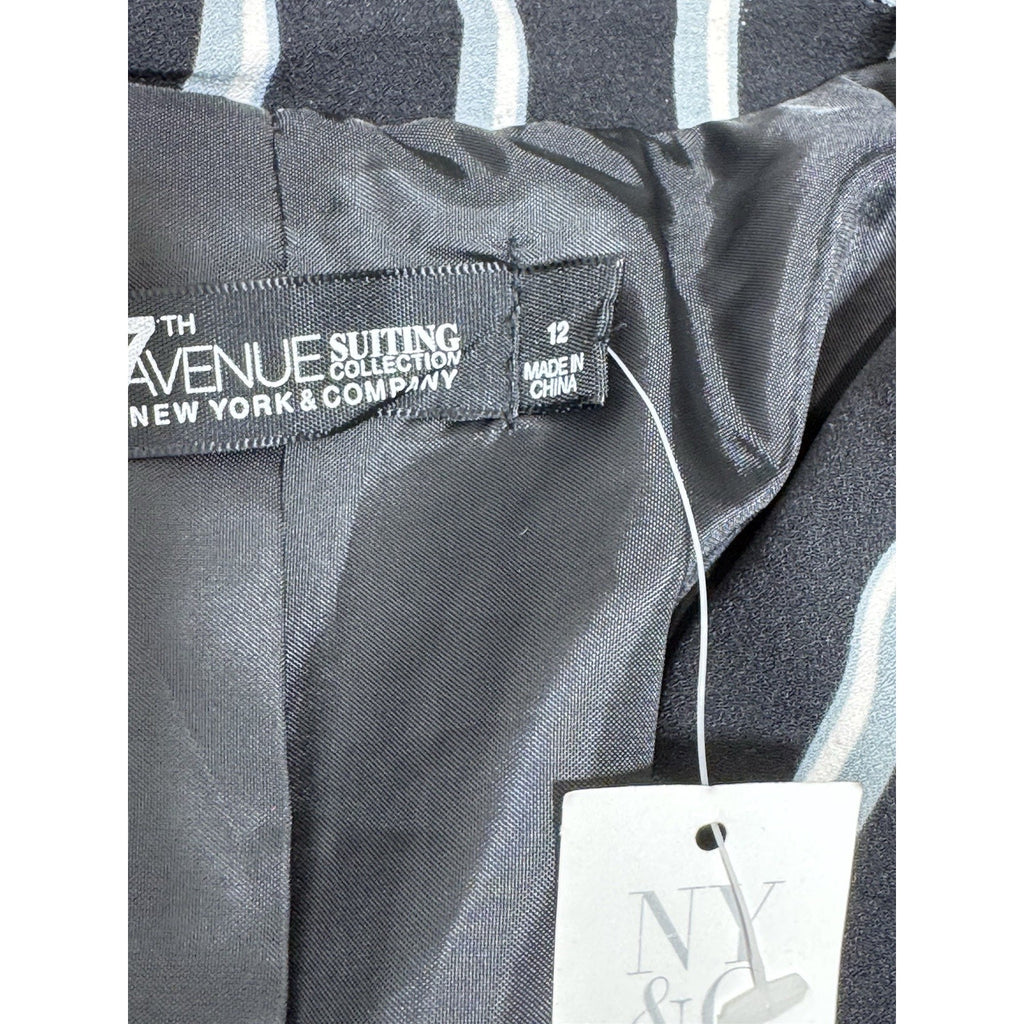 New York Company 7th Avenue Striped Blazer Black White Gray Women’s Size 12 NWT