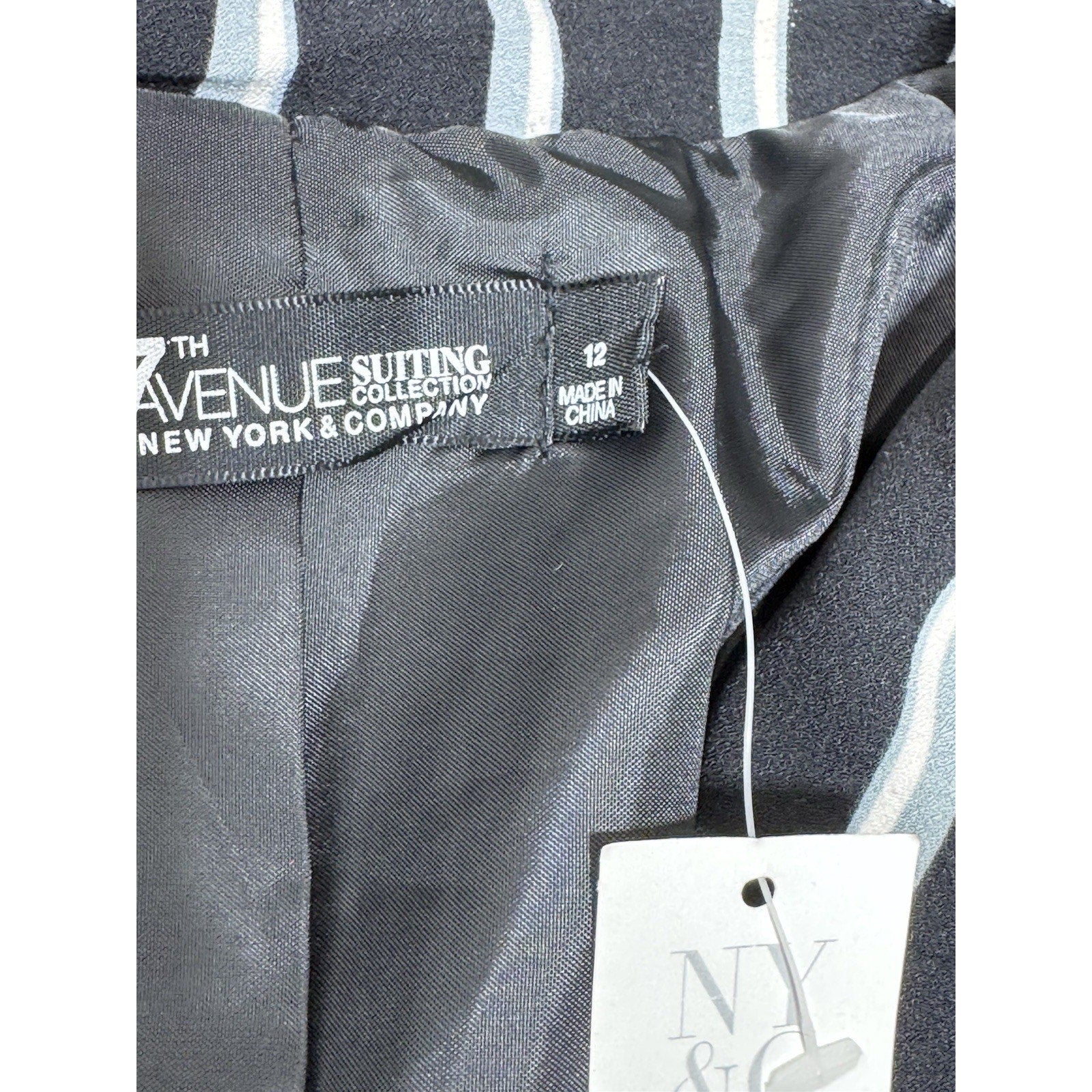 New York Company 7th Avenue Striped Blazer Black White Gray Women’s Size 12 NWT